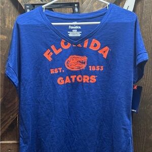 Fanatics Blue V-Neck Tee with Orange Florida Gators Graphics